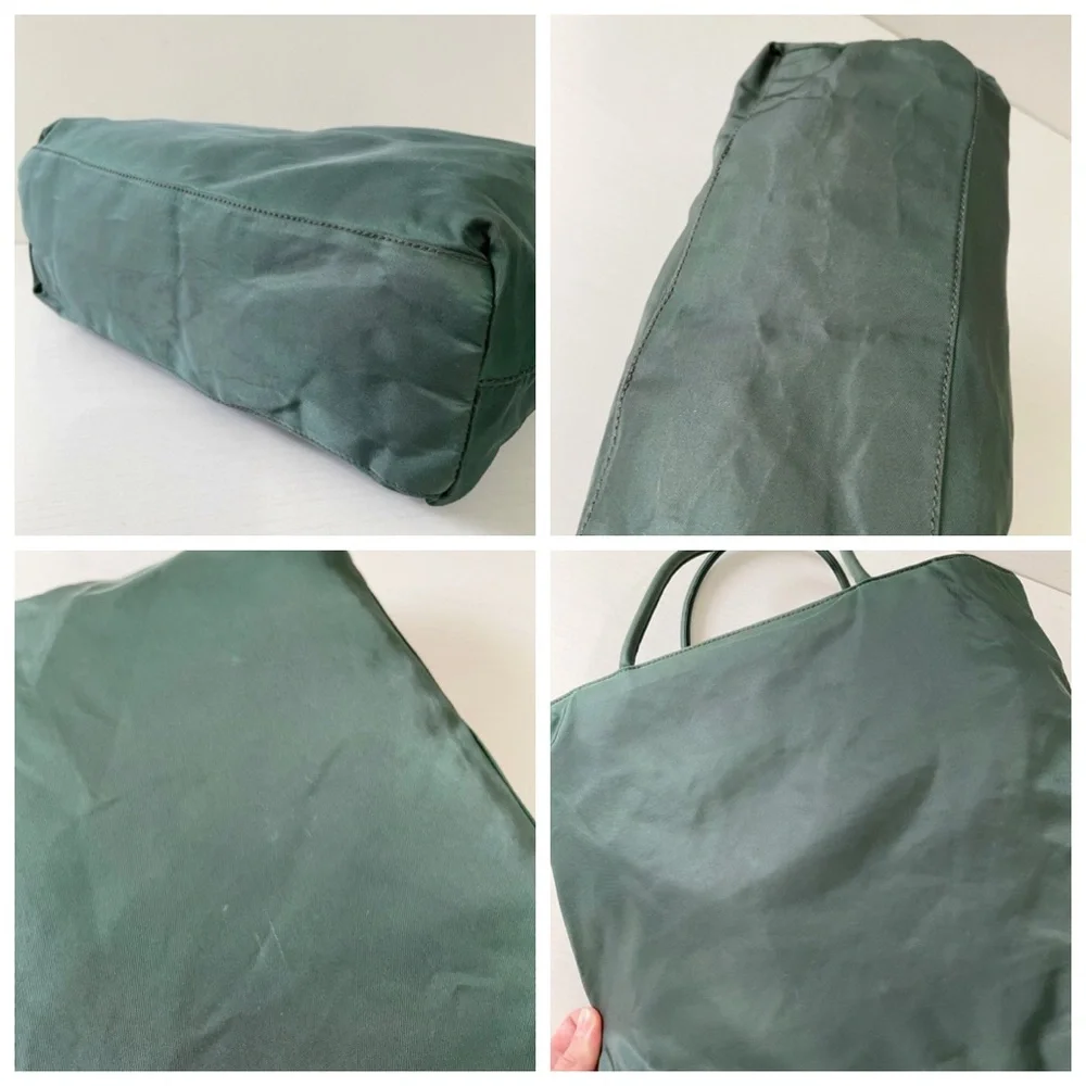 ❤️SOLD❤️Prada green Tessuto city triangle logo nylon zip tote bag vintage - Picture 5 of 12